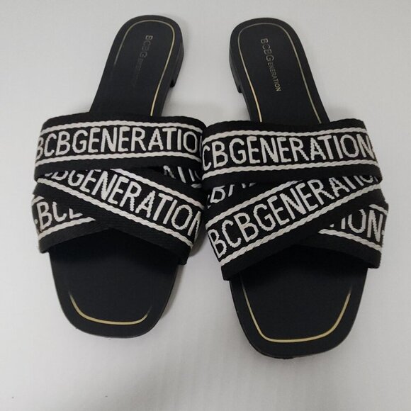 BCBGeneration Sandals Women's Size 9.5 Criss Cross Black/White Open Toe - Picture 8 of 8